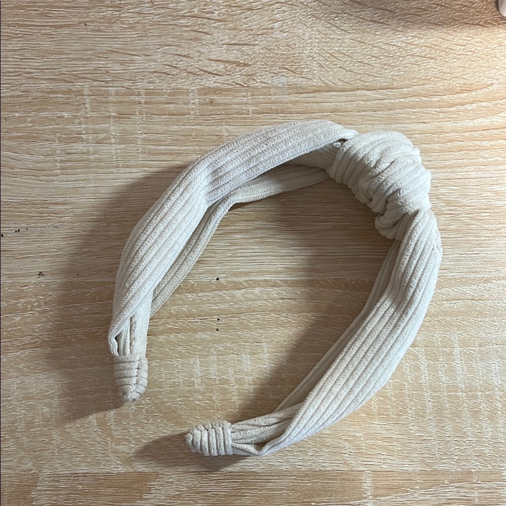 Corduroy Cream Knotted Headband
